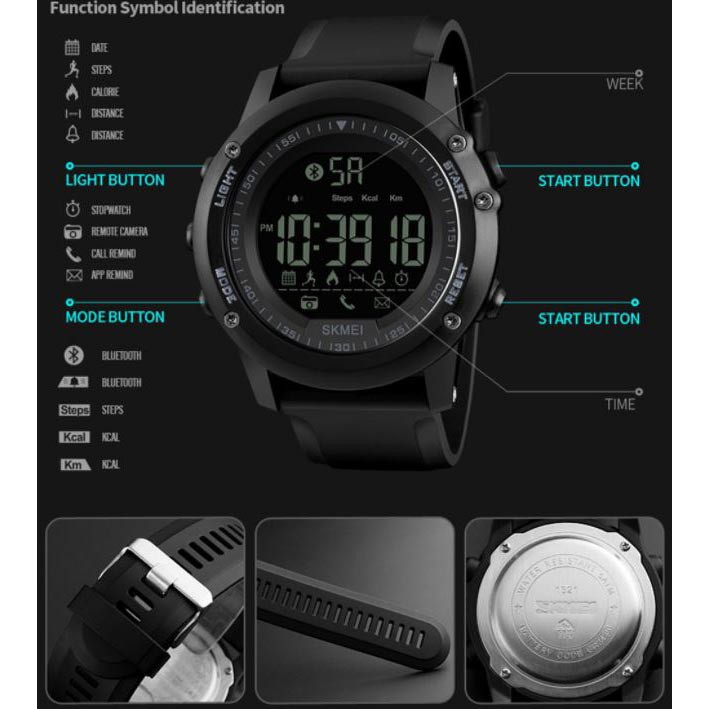 Jam Tangan Olahraga Smartwatch Bluetooth - 1321 - Black - EMWSAMBK SKMEI