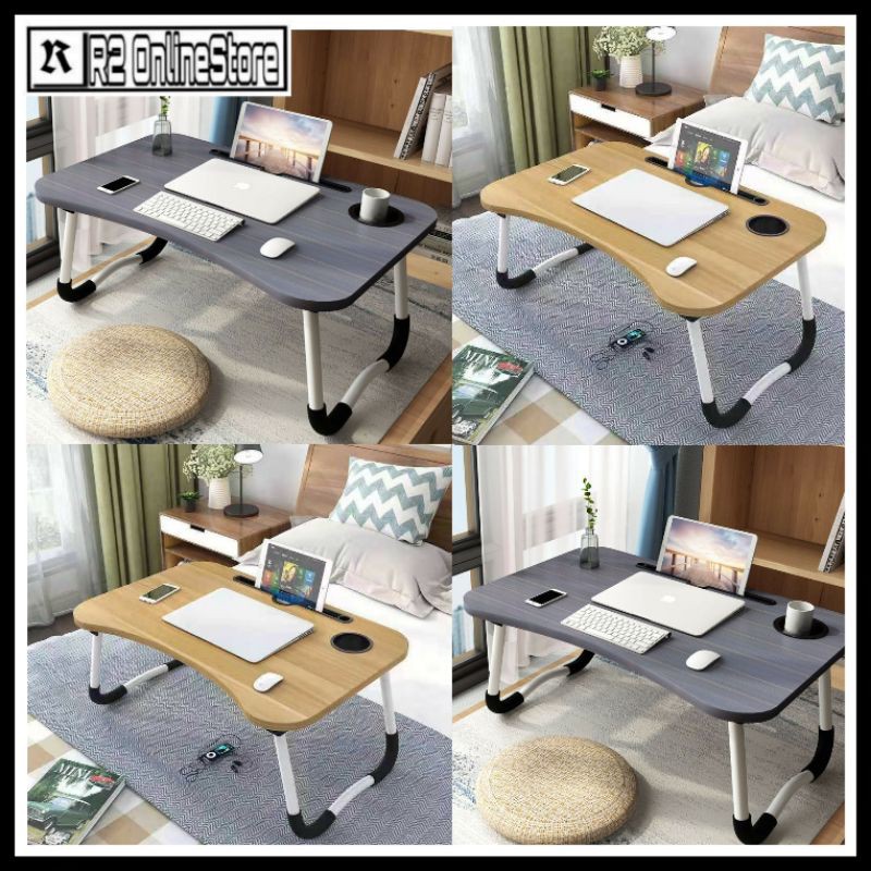 Meja Laptop Belajar Komputer Lipat Portable / Meja Kerja Kantor Minimalis Multifungsi WFH SFH Anak