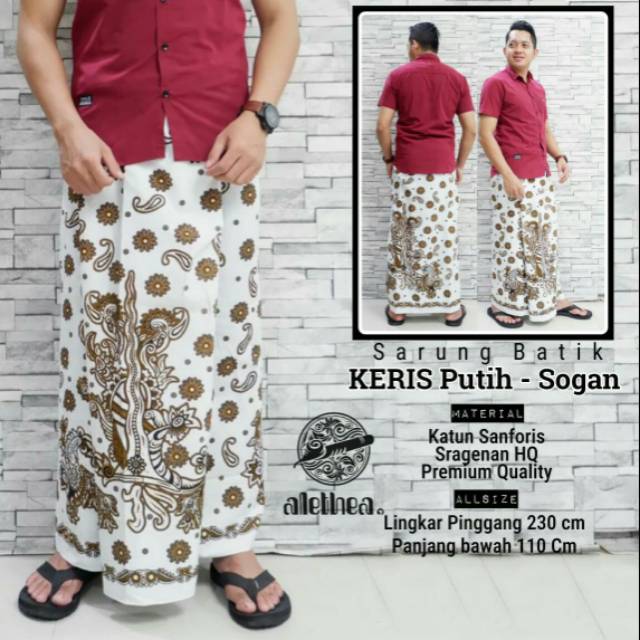 SARUNG BATIK  KERIS  PUTIH BAHAN KATUN HALUS Shopee  Indonesia