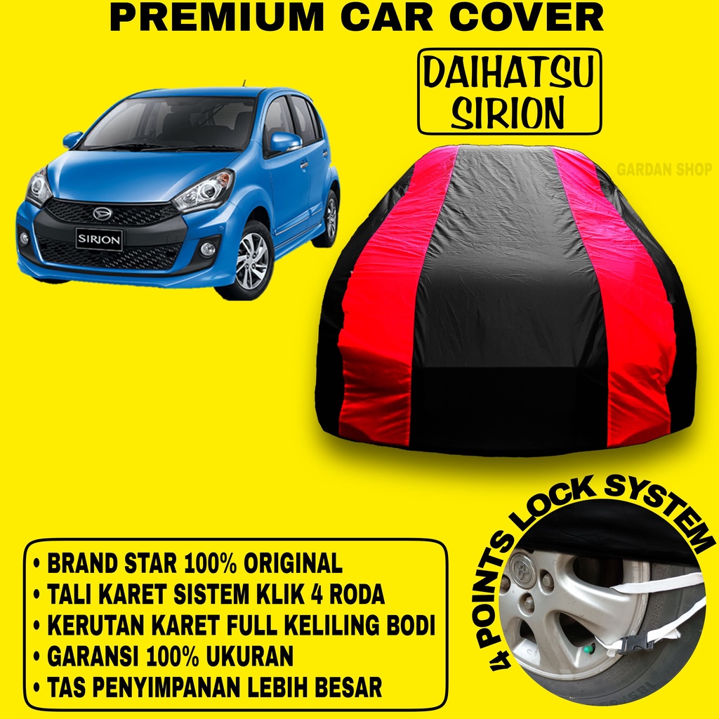 Body Cover DAIHATSU SIRION Sarung Strip MERAH Cover Penutup Pelindung Bodi Mobil Daihatsu Sirion Waterproof