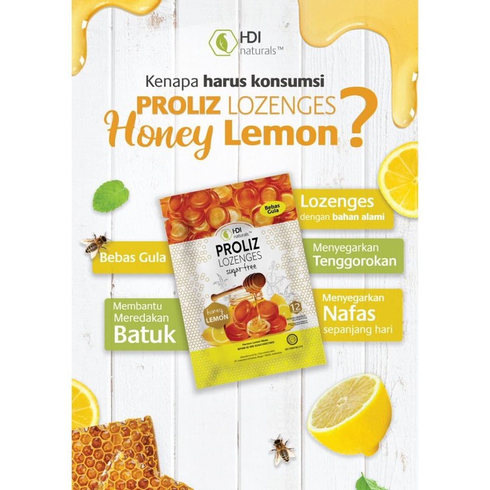 HDI Proliz Lozenges Permen Sariawan Anti Bau Mulut / Penyegar Nafas - Honey Lemon