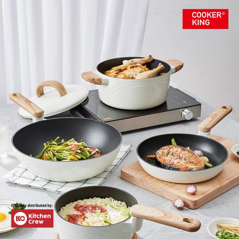 Cooker King set panci non stick anti lengket maifan granite coating WHITE Series