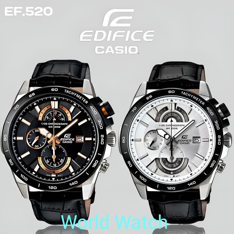 Jam Tangan Pria Merk Casio Edifice Type EF-520 Leathers Original Bm