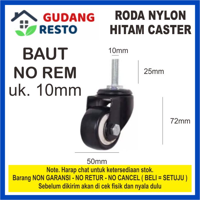 RODA CASTER HITAM HIDUP / MATI REM / NO REM / CASTOR / CASTER / KASTOR / KASTER / TROLLEY KARET 2&quot; TROLI GELEDEKAN KERETA DORONG