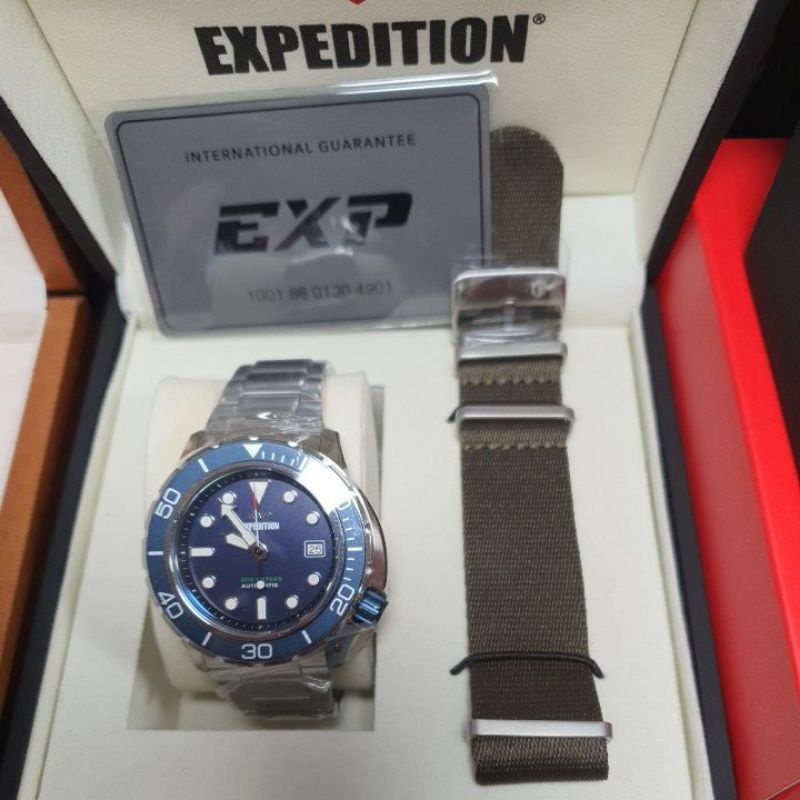 Jam Tangan Pria Expedition EXP E 6809 M E6809M E6809 M E 6809M Blue Silver Stainless