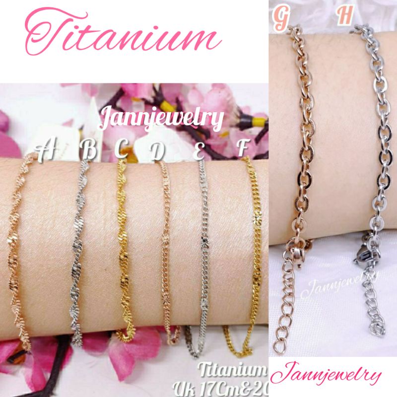 Gelang tangan rantai titanium asli uk17&amp;20Cm 280F G-51