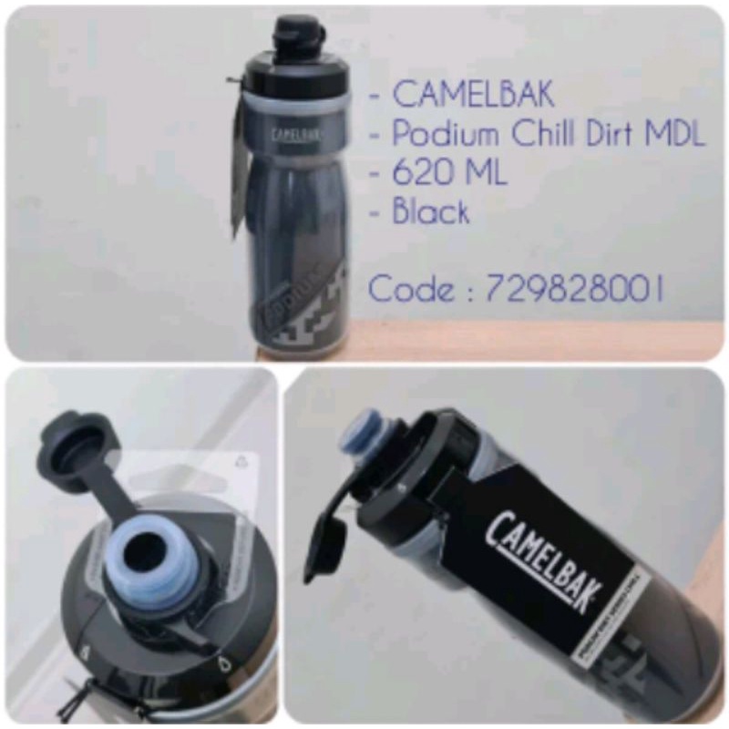 Bottle Camelbak Podium chill dirt MDL 620ML . warna hitam black botol minum sepeda bidon cage air
