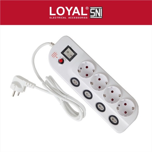 Loyal Stop Kontak Multitap LY 254 SNI  4 Lubang plus  Saklar  dan kabel 1.5 M