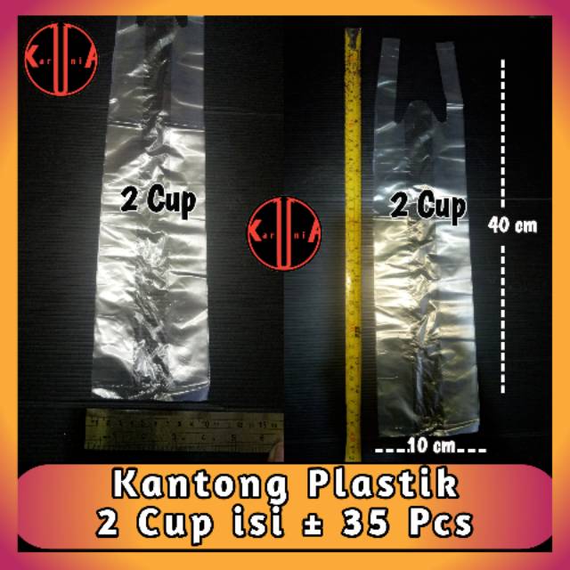 Kantong Plastik 2 Cup / Kresek Gelas 2 Cup