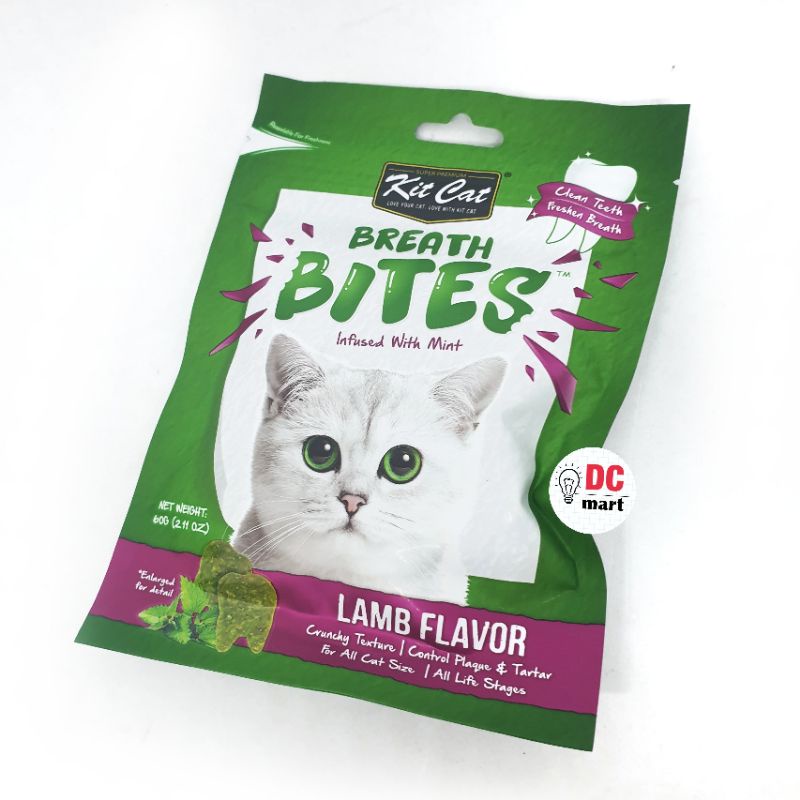 Kit Cat BREATH BITES 60Gr All Varian Snack Camilan Kucing/ Cemilan Pembersih Gigi Kucing