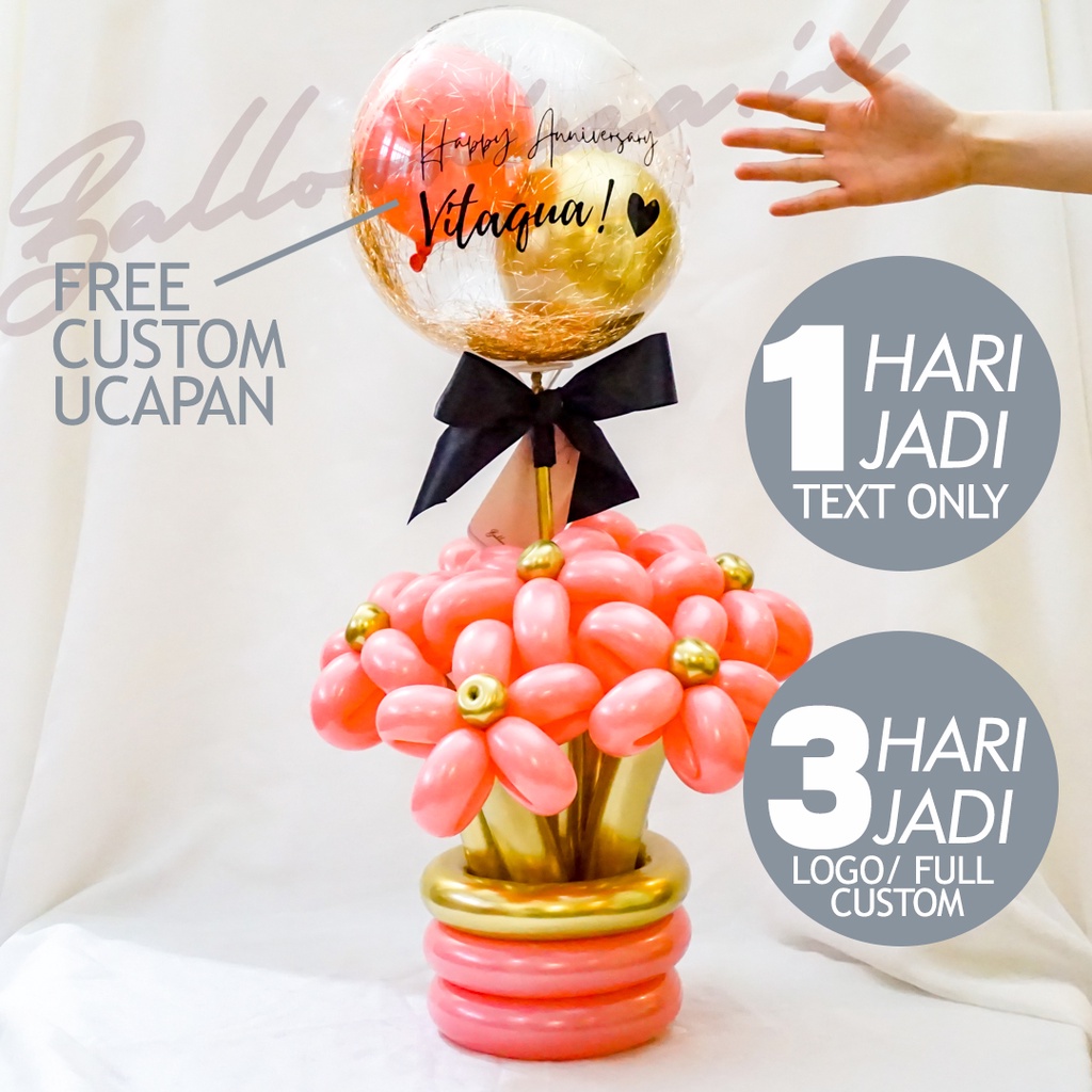FLOWER BUBBLE BOUQUET  Karangan Bunga Buket Balon Semarang. Hadiah Anniverssary, Pembukaan, Peresmia