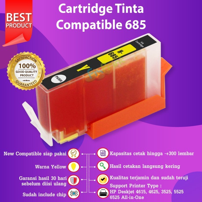 33D  SET CMYK Cartridge HP 685 Tinta Printer 4615 4625 3525 5525 Compatible