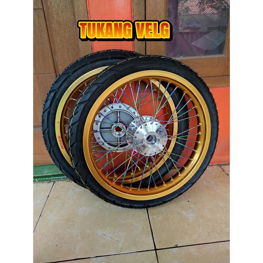 Velg jari-jari Verza ring 17 tapak lebar 185/215 sepaket plus ban