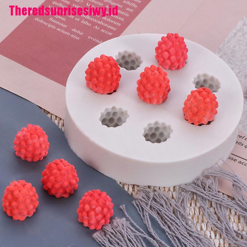 Cetakan Kue Bentuk Raspberry / Blueberry 3D Bahan Silikon Untuk Dekorasi