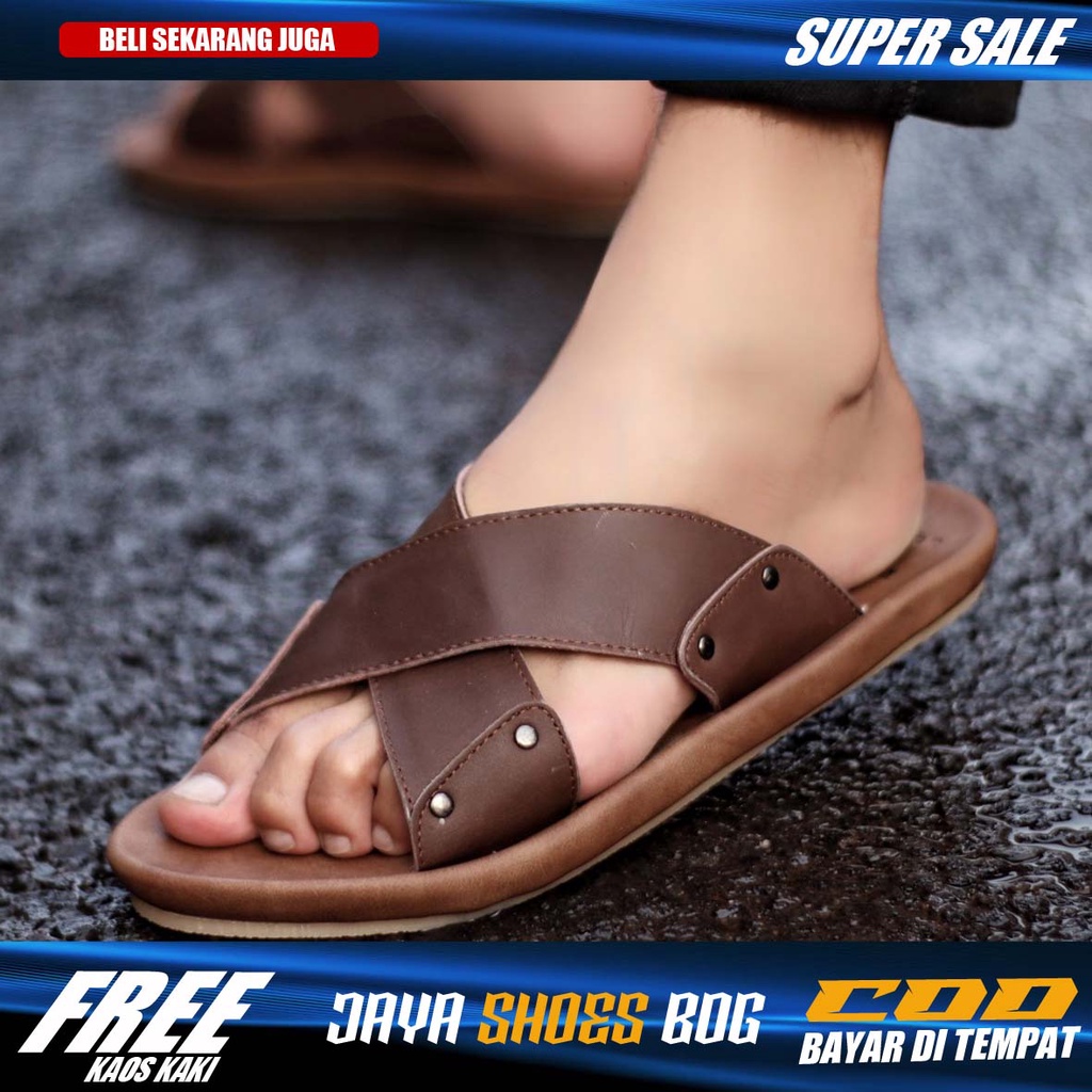 XMIN|Chinel Sandal Kulit pria kasual Original Distro Murah Anti Slip