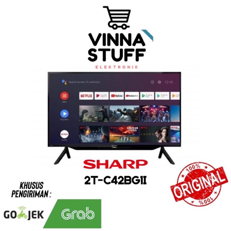Televisi LED 42 Inch Sharp Aquos 2T-C42BG1I Android Smart TV Youtube Netflix Internet
