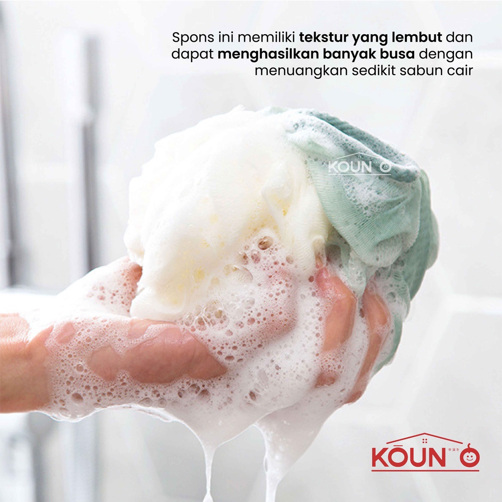 Spons Mandi Lembut Spon Bola Jaring Busa Shower Puff Bath Ball Foaming Sponge Peralatan Mandi Badan