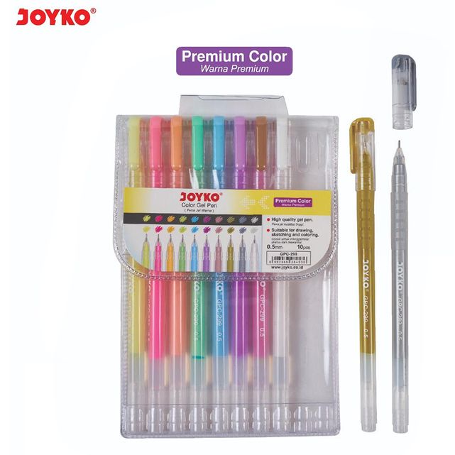 

TERBARU Pulpen Premium Color Gel Pen 10 Warna JOYKO GPC-299 Silver Gold White