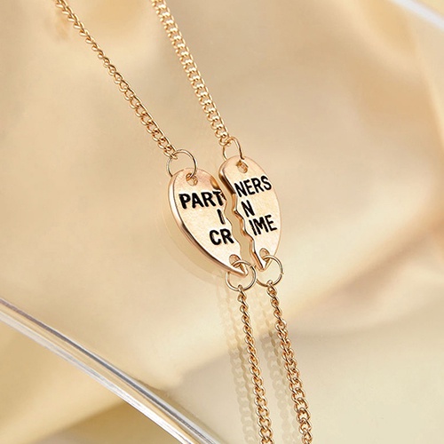 Hu Hu Hu Hu Hu Alat Bantu Pasang Kacamata♡ 2pcs Gelang Rantai Bentuk Hati Tulisan Partners Sisters Untuk Wanita