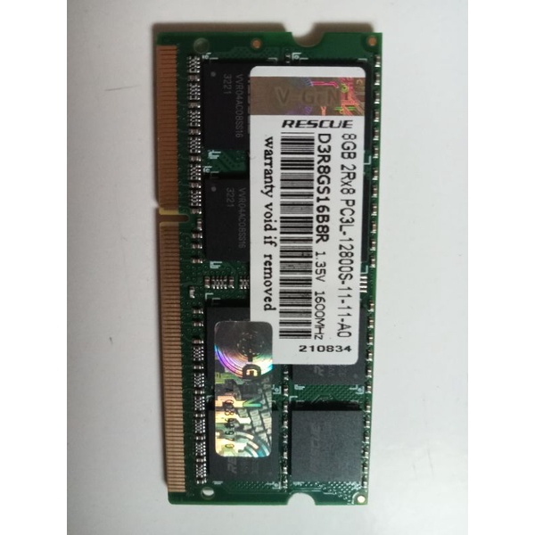 Ram laptop bekas merek V-Gen DDR3 8GB 1600MHz SODIMM