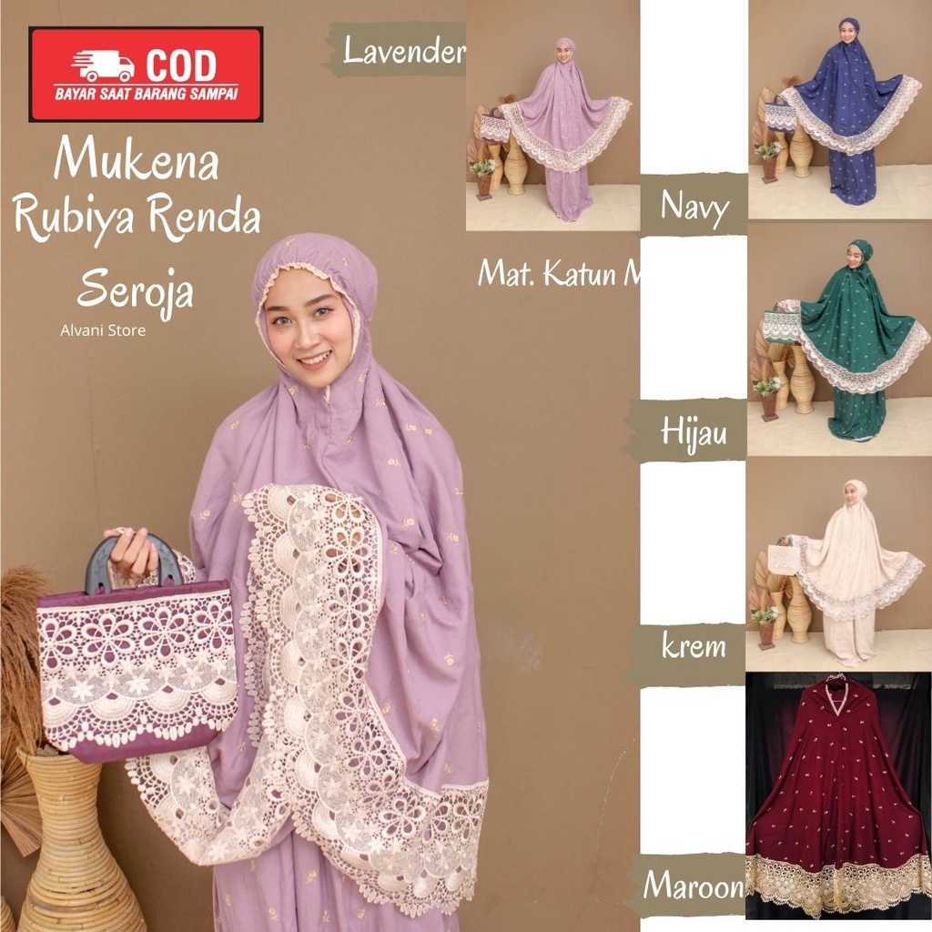 Mukena bordir dewasa rubiya motif renda seroja terbaru mukena mewah
