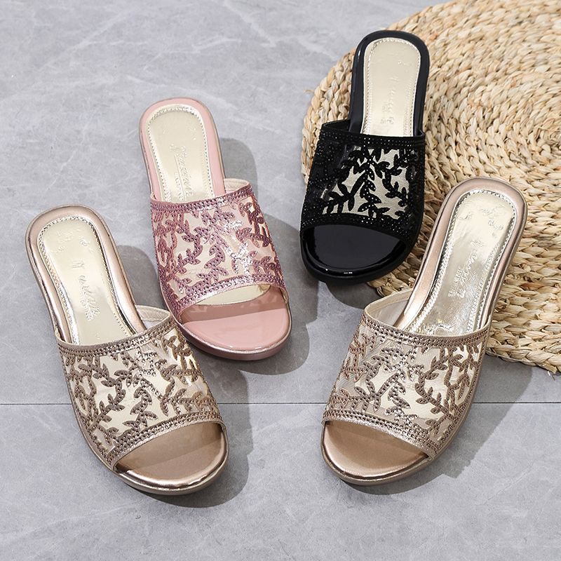 Sandals Wedges 5cm Wanita Import F8002 /Sandals Pesta Wanita Import Mewah