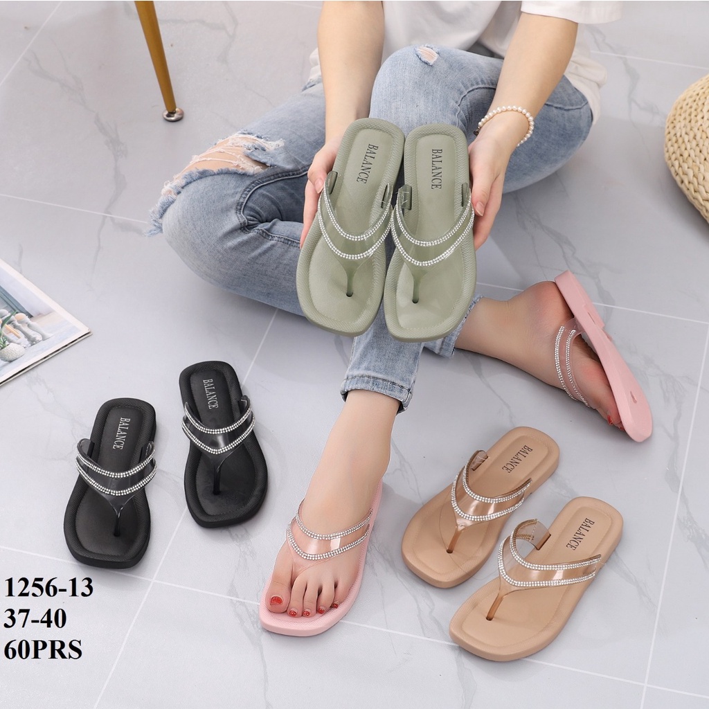 SENDAL WANITA BALANCE 1256 13 ORIGINAL SANDAL JEPIT JELLY BENING LIST ELEGANT KUAT NYAMAN AWET SOL KARET TIDAK LICIN