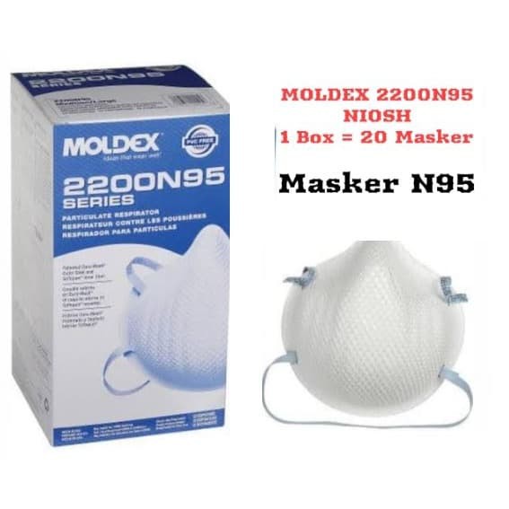 Masker N95 Moldex 2200N95 NIOSH 1 box isi 20 masker