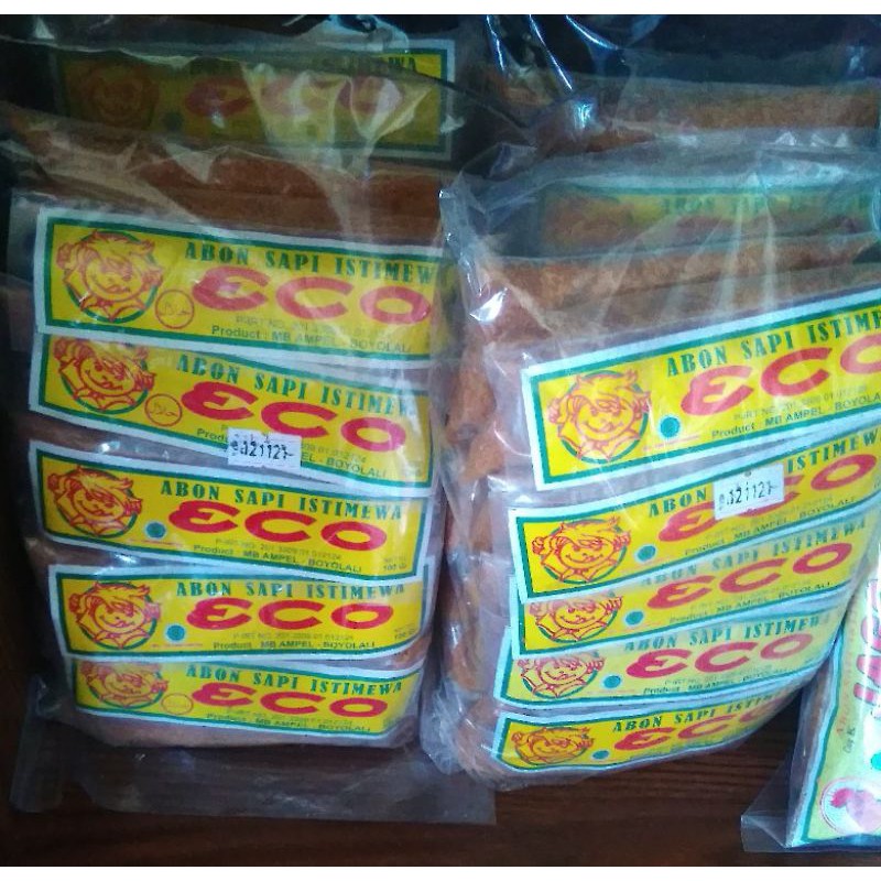 

Abon Sapi Super cap ECO 100gram isi 10pcs