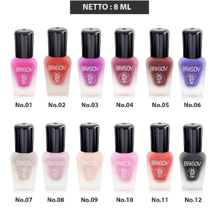 ⭐BAGUS⭐ BRASOV Kutek Go Matte | Nail Polish 01-12 Cat Kuku Hitam