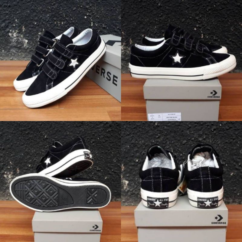Sepatu Converse One Star Pro Velcro Black White Sneakers Unisex Kasual