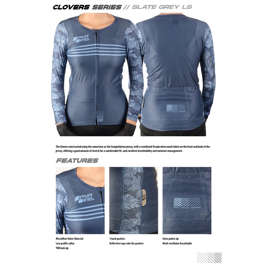 PVR IND JERSEY ROADBIKE TROPICAL SERIES LONG SLEEVE SLATE GREY JERSEY RB XC LENGAN PANJANG ABU ABU