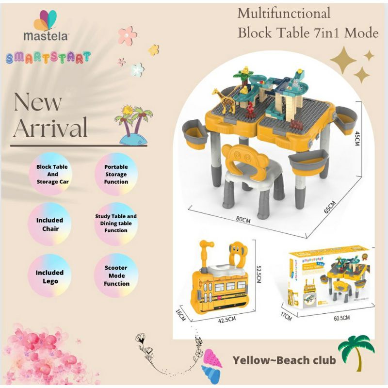 MASTELA Multifunctional Blocks Table 7 in 1 Mode / Mainan edukasi