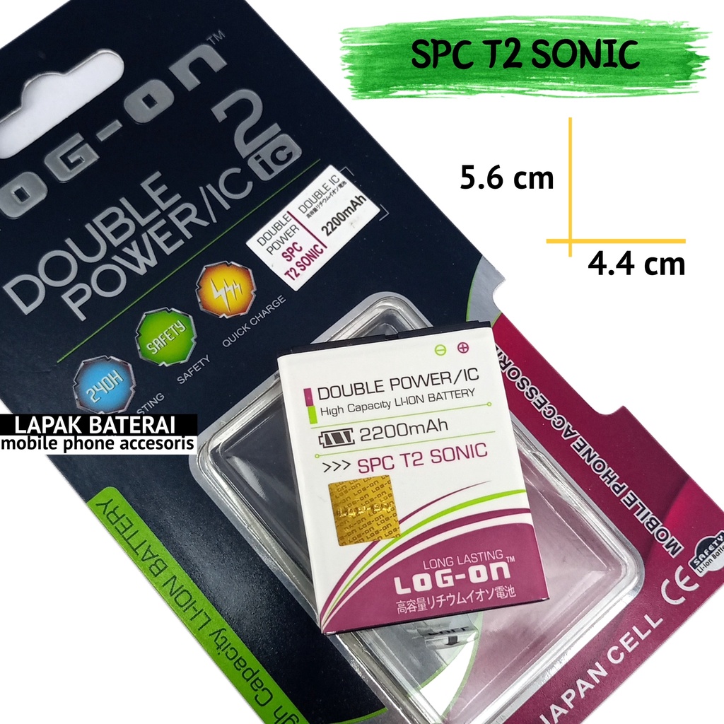 LOG - ON Baterai Spc T2 Sonic Double IC Protection Battery Batre