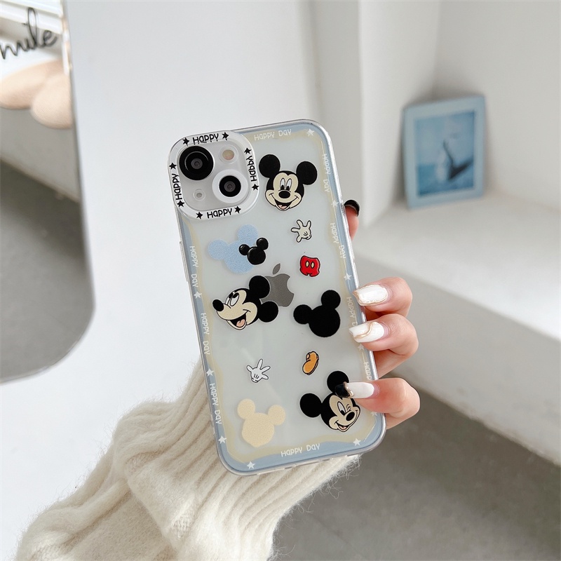 Case Pelindung Lensa Tahan Jatuh Motif Mickey Minnie Untuk iPhone 11 12 13 Pro MAX X XR XSMAX 7 8 Plus