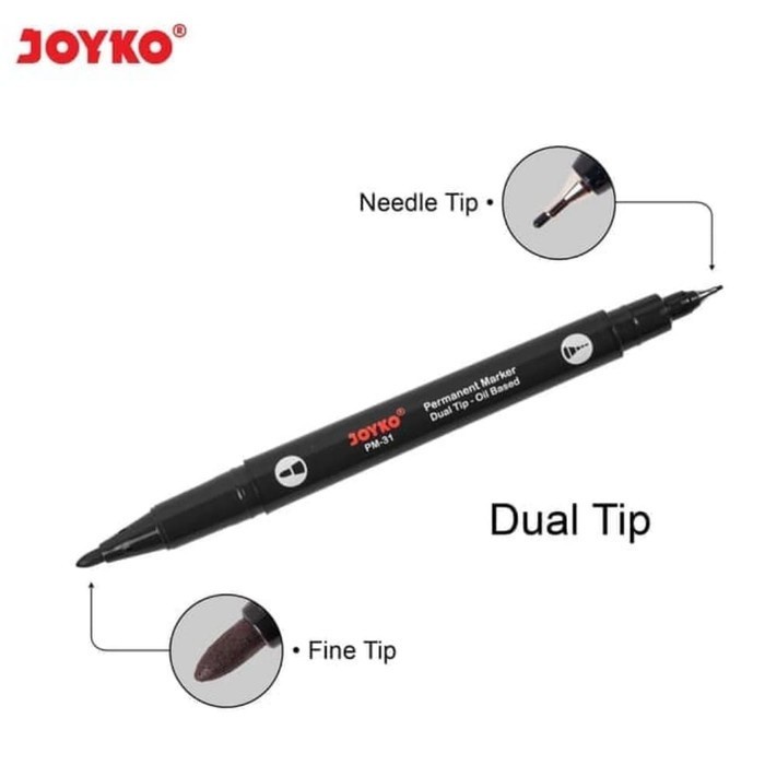 

Joyko Permanent Marker Spidol Permanen Dual Tip PM-31 - Satuan