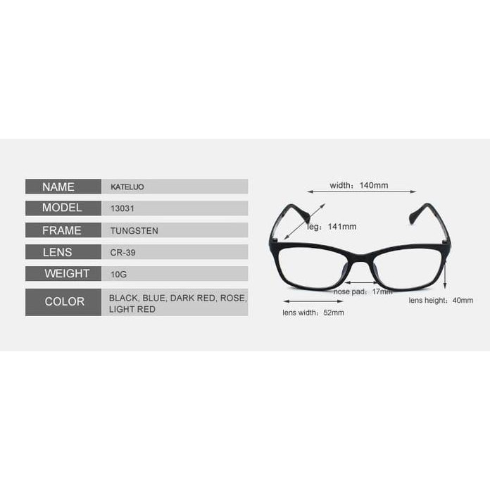Kateluo Kacamata Anti Radiasi Komputer & Gadget Pria Wanita 13031 - Hitam Best Quality