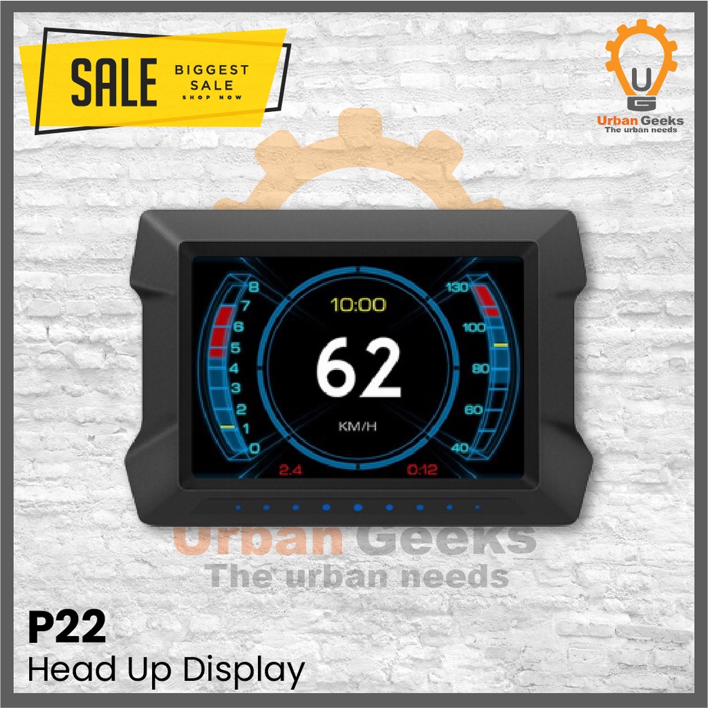 Head Up Display P22 Speedometer Dual System HUD OBD2 GPS