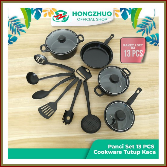 Cookware Set 14 Pcs Wajan Panci Teflon Anti Lengket - Perlengkapan Dap Hongzhuo Cookware Panci Set