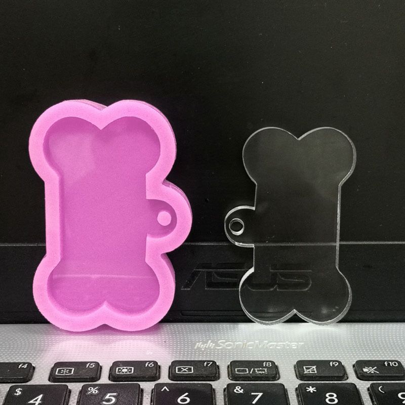 SIY  5Pcs Silicone Bone Shape Pendant Resin Mold  DIY Dog Tag Dog Bone Shaped Keychain Resin Casting Mold Resin Craft Tools