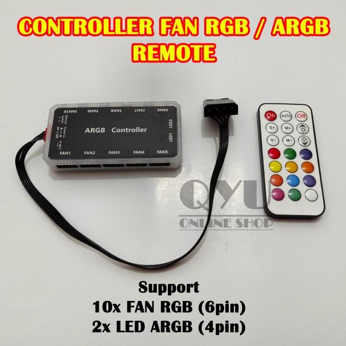 Jual controller fan rgb 6 pin rf remote control kipas casing pc ...
