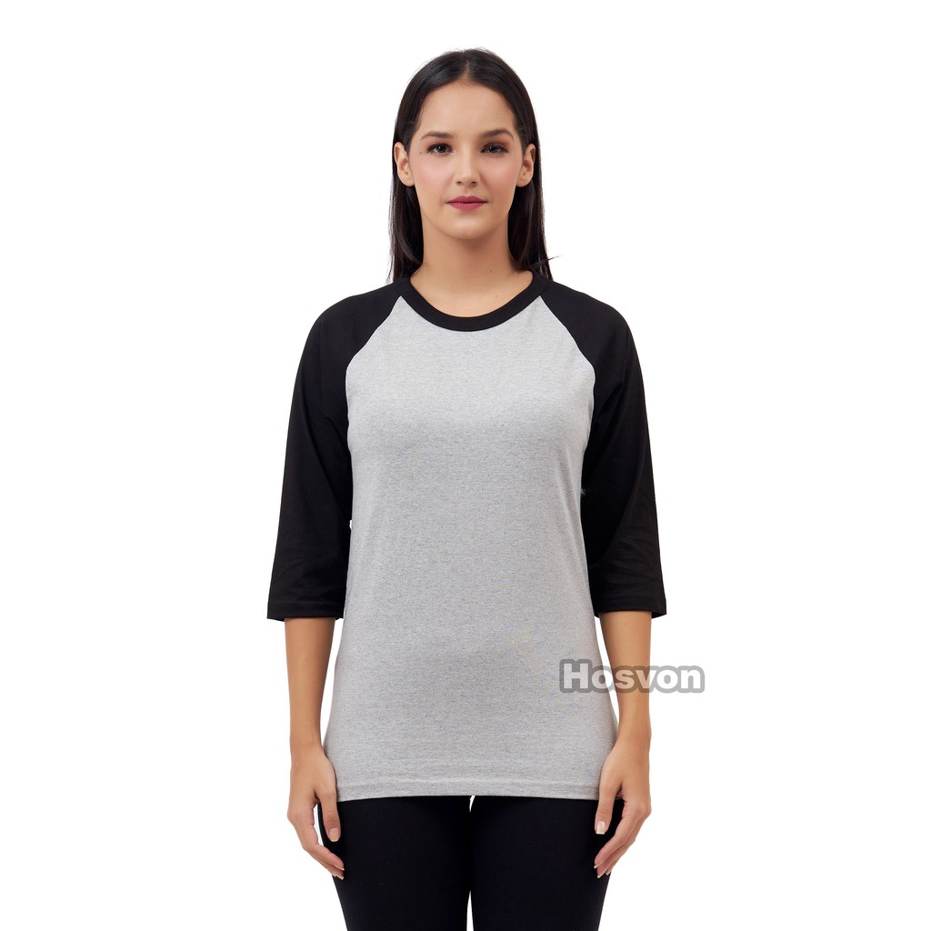 ABU MISTY - HITAM Raglan Lengan 3/4 COTTON COMBED 20s (PRIA &amp; WANITA)