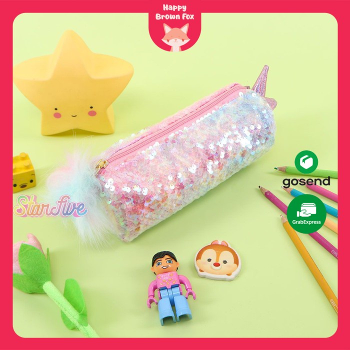 

(BISA COD) TEMPAT PENSIL SEKOLAH ANAK SEQUIN UNICORN STARFIVE - PINK HEART