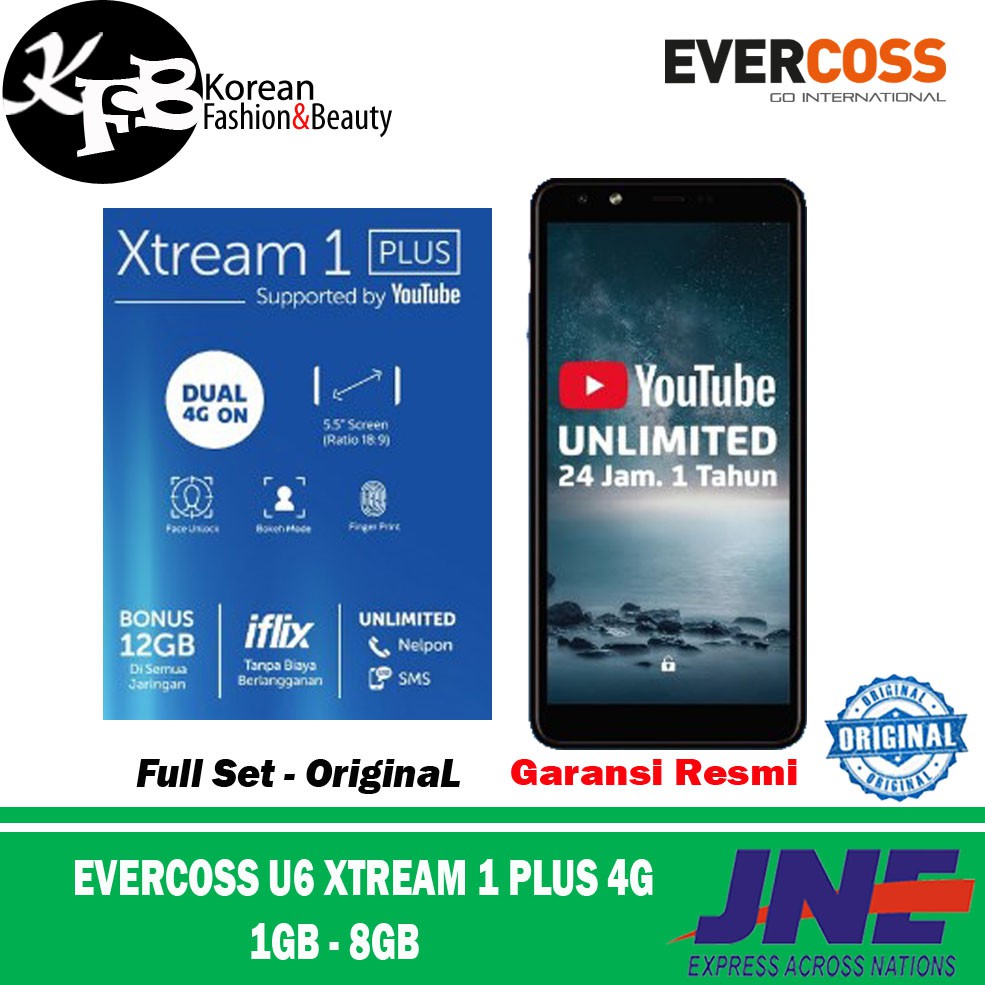 HP ANDROID EVERCOSS U6 XTREAM 1 PLUS 4G LTE 8GB - ORIGINAL - GARANSI