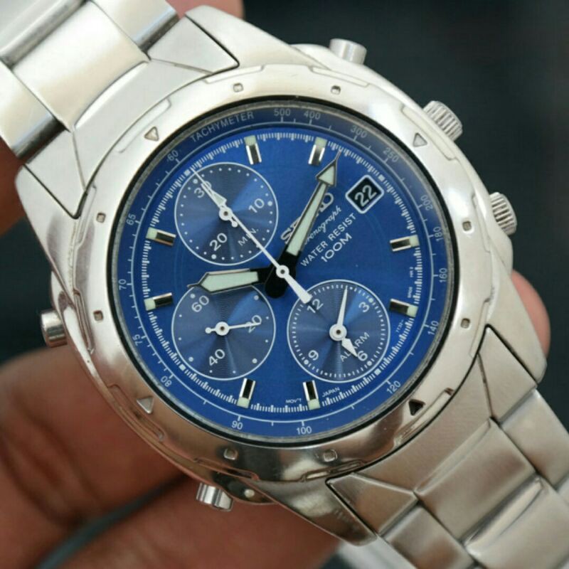 Jam Tangan Seiko 7t32 Alarm Blue Original Seiko