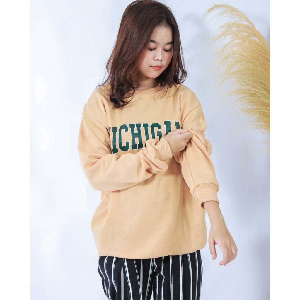 Promo Baju atasan wanita terbaru Sweater Wanita MICHIGAN Crewneck | Sweater Wanita OVERSIZE FIT TO XL