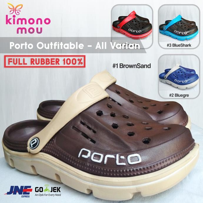 SLIPON PORTO SLOP - KARET - MODEL CROCS - SANDAL SENDAL PRIA COWOK - BEST BRAND