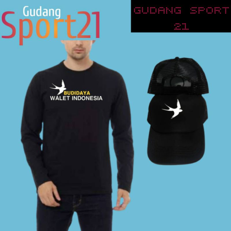 kaos baju lengan panjang budidaya walet INDONESIA  fre topi kaos budidaya walet INDONESIA