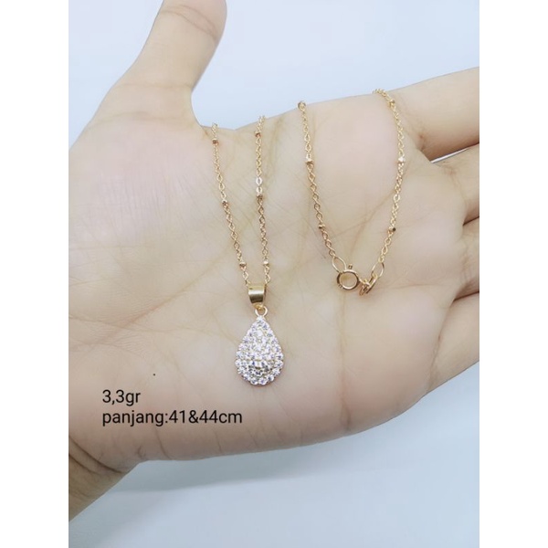 kalung perak 925 asli lapis emas/kalung jedar+liontin tears mata putih/kalung fashion wanita/kalung