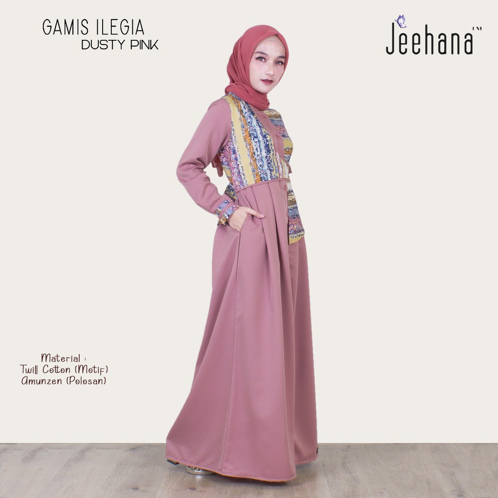 Gamis Ilegia Dewasa/ Gamis Syari Size S M L XL Fashion Muslim Gamis Terbaru 2021/  Sarimbit Keluarga Ilegia-6